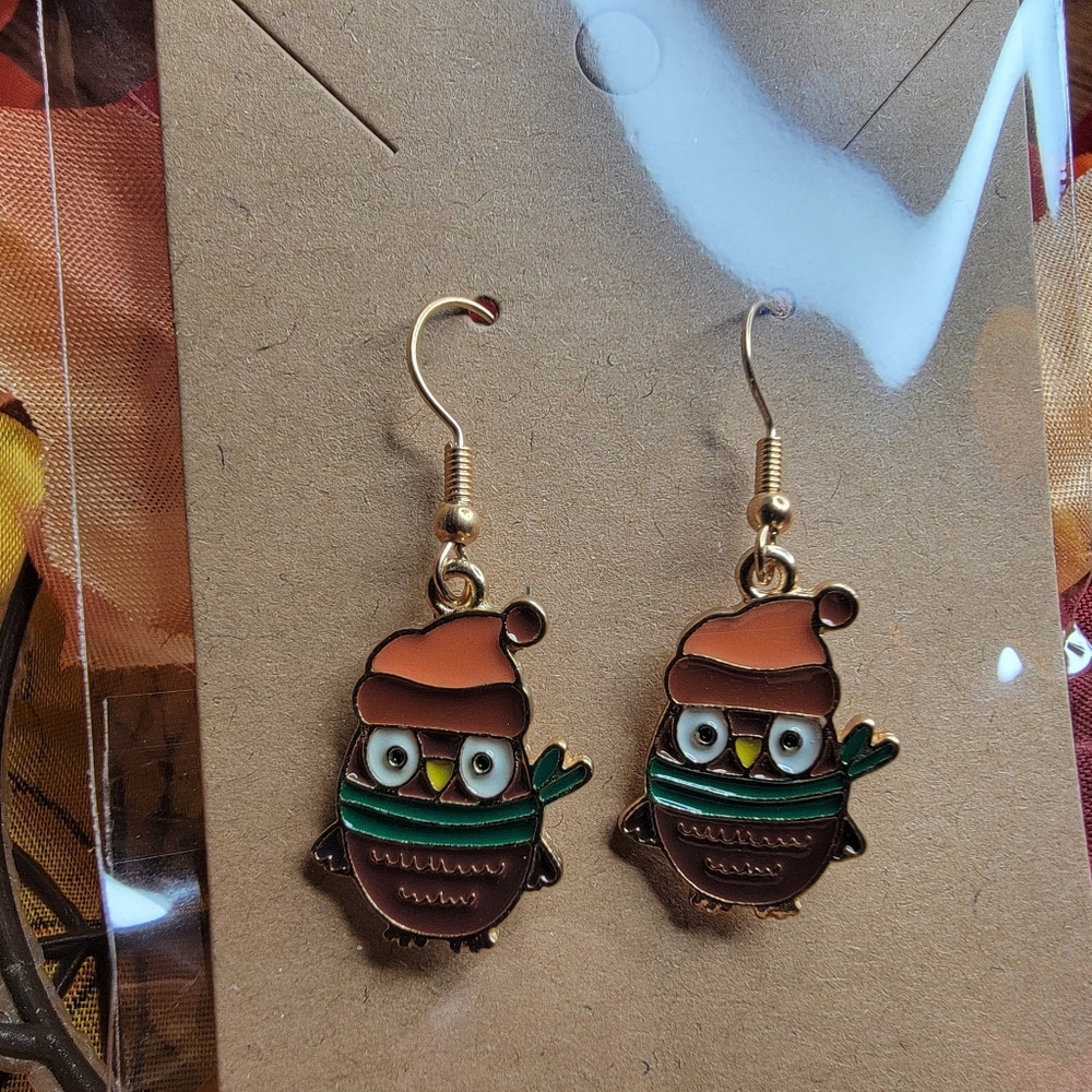 🍁8 Final Price!! Festive Owl Earrings Fall Earrings